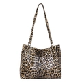 Classic leopard print tote bag for women with large capacity and sturdy shoulder straps - Brown