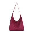 Bolso tote vintage de ante burdeos con correa de hombro ajustable para moda de invierno - Burdeos