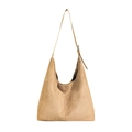 Bolso hobo minimalista de ante camel con correa ajustable para mujer tendencia de 2025 - Caqui