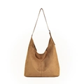 Bolso hobo minimalista de gamuza marrón con correa ajustable para el hombro y estilo casual - Marrón