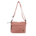 Rosafarbene minimalistische Nylon Umhängetasche mit verstellbarem Gurt und Logo - Rosa