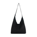Bolso tote minimalista en ante negro con correa de cuero ajustable y gran capacidad - Negro