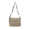 Minimalistische beige Nylon-Umhängetasche mit Kleeblatt-Logo und verstellbarem Gurt - Khaki