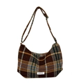 Sac bandoulière vintage à carreaux marron en laine avec bandoulière réglable - Marron