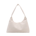 Bolso de hombro de pana beige minimalista con diseño trapezoidal de gran capacidad - Blanco