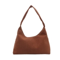 Bolso de hombro hobo en pana marrón oscuro con acabado texturizado y cierre de cremallera - Marrón