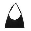 Bolso de hombro minimalista de pana negra con gran capacidad y diseño elegante de media luna - Negro
