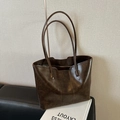 Borsa tote vintage marrone scuro in ecopelle per il pendolarismo quotidiano casual - Caffè Senza Ciondolo