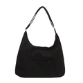 Sac fourre-tout minimaliste en nylon noir de grande capacité avec coutures apparentes - Noir