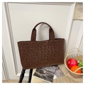 Grande borsa tote vintage con stampa leopardata marrone scuro per moda autunno donna - Marrone