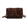 Retro leopard print square handbag with double buckles and slim crossbody strap - Brown