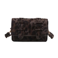 Classic leopard print crossbody bag with retro buckle straps and a leopard shoulder strap - Brown