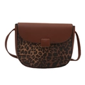 Classic saddle bag with brown leather and leopard print pattern, featuring a square buckle - Brown