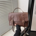 Vintage brauner Lederrucksack mit goldenen Schnallen und Lucky LHCO Logoprägung - Braun