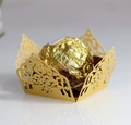 Élégant emballage en papier doré découpé au laser pour boîtes à bonbons de mariage - Doré