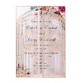 Laser cut rose gold wedding invitation with floral insert and geometric pattern - Flesh Pink