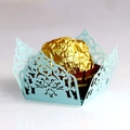 Light blue cat-shaped laser-cut chocolate wrapper for wedding party favor boxes - Tiffany Blue