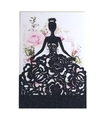 Black glitter laser cut invitation with floral silhouette and pink flower insert - Glitter Dark Blue