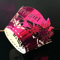 Metallic hot pink laser-cut cupcake wrapper with 'it's a girl' text for baby showers - Reflective Rose Red / 5cm