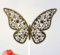 Eleganter lasergeschnittener silberner Tortenaufsatz Schmetterling mit Blumenmuster - BK3 Schnörkelmuster Schmetterlingsform / BK3 Gold