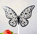 Laserschnitt schwarzer hohler Schmetterling Kuchendeckel mit Blumenmustern für die Dekoration - BK3 Schnörkelmuster Schmetterlingsform / BK3 Silber
