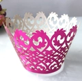 Caissettes à cupcakes découpées au laser en papier perlé rouge rose avec motifs ajourés - 5cm / Rose Rouge Réfléchissant