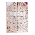 Laser cut rose gold glitter wedding invitation with floral gate design and white inner card - Flesh Pink