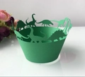 Green dinosaur silhouette laser cut cupcake wrappers for kids birthday party treats - 5cm / Dark Green