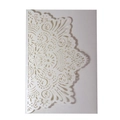 Elegant white laser-cut wedding invitation card with intricate mandala floral patterns - Ivory