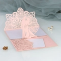 Laserschnitt Hochzeitskarte in Rosa mit 3D-Herz und Mr & Mrs Design samt Einlegeblatt - Nute Rosa