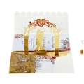 Invitación de boda 3D encaje blanco con hoja dorada y detalles florales impresos - Oro Reflectante