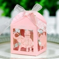 Rosa lasergeschnittene Elefanten-Süßigkeitenbox mit eleganter Schleife für Partys - Rosa