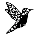 Marque-place en forme de colibri découpé au laser avec motifs floraux pour verre - Noir Kaki