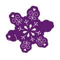 Tarjeta de mesa con copo de nieve lila cortada con láser y patrones de corazones - Púrpura oscuro