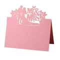 Marque-places de mariage roses nacrés découpés au laser avec design Mr & Mrs élégant - Rose