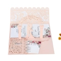 Pink 3D laser-cut lace wedding invitation set with pop-up lovers silhouette design - Light Pink