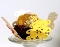 Golden laser-cut bear chocolate wrapper for party favors with metallic pearlescent finish - Reflective Gold