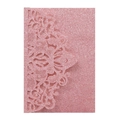 Elegant pink glitter laser cut lace invitation card with intricate floral patterns - Glitter Pink