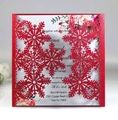 Laser cut red snowflake wedding invitation cover with floral pattern inner card - Pearlescent Red