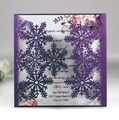 Dark purple laser cut snowflake wedding invitation with white floral insert card - Dark Purple
