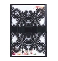 Carte d'invitation de Noël flocon de neige découpée au laser avec ruban noir et fleurs - Noir