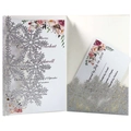Invito glitter argento con fiocco di neve tagliato al laser e inserto floreale set RSVP - Argento Glitter