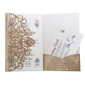 Champagne gold glitter laser cut wedding invitation set with floral lace pattern - Glitter Rose Gold