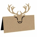 Laser cut kraft paper reindeer place card for wedding reception and Christmas tables - Beige Gold
