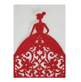 Elegant red glitter laser cut lady silhouette card for wedding and party invitations - Glitter Red