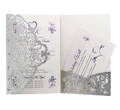 Invitación de boda calada con purpurina plateada con inserto floral y tarjeta extra - Plateado