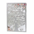 Invito di nozze laser cut con albero glitter argento e inserto con motivi floreali rosa - Argento Glitter