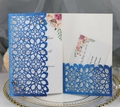 Invitation de mariage bleue à paillettes découpée au laser avec motif mandala élégant - Bleu saphir