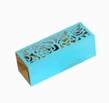 Scatola regalo blu intagliata al laser con interno dorato per cioccolatini e dolci nuziali - Blu Tiffany