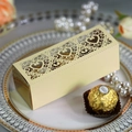 Elegant champagne gold heart-shaped laser-cut candy box for weddings and festivals - Beige